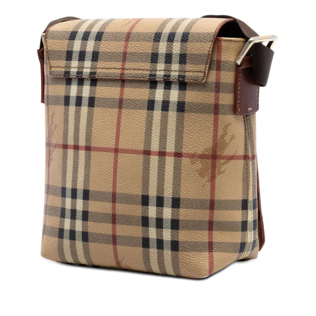 Burberry Haymarket Check Coated Canvas Flap Crossbody Beige Very good condition - Back View