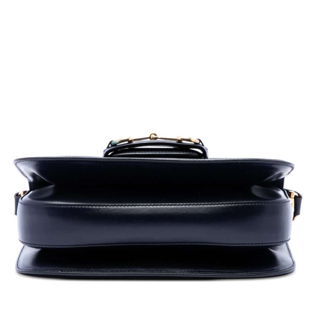 Gucci Medium Leather Web 1955 Horsebit Shoulder Bag Blue Leather Very good condition - Inside View