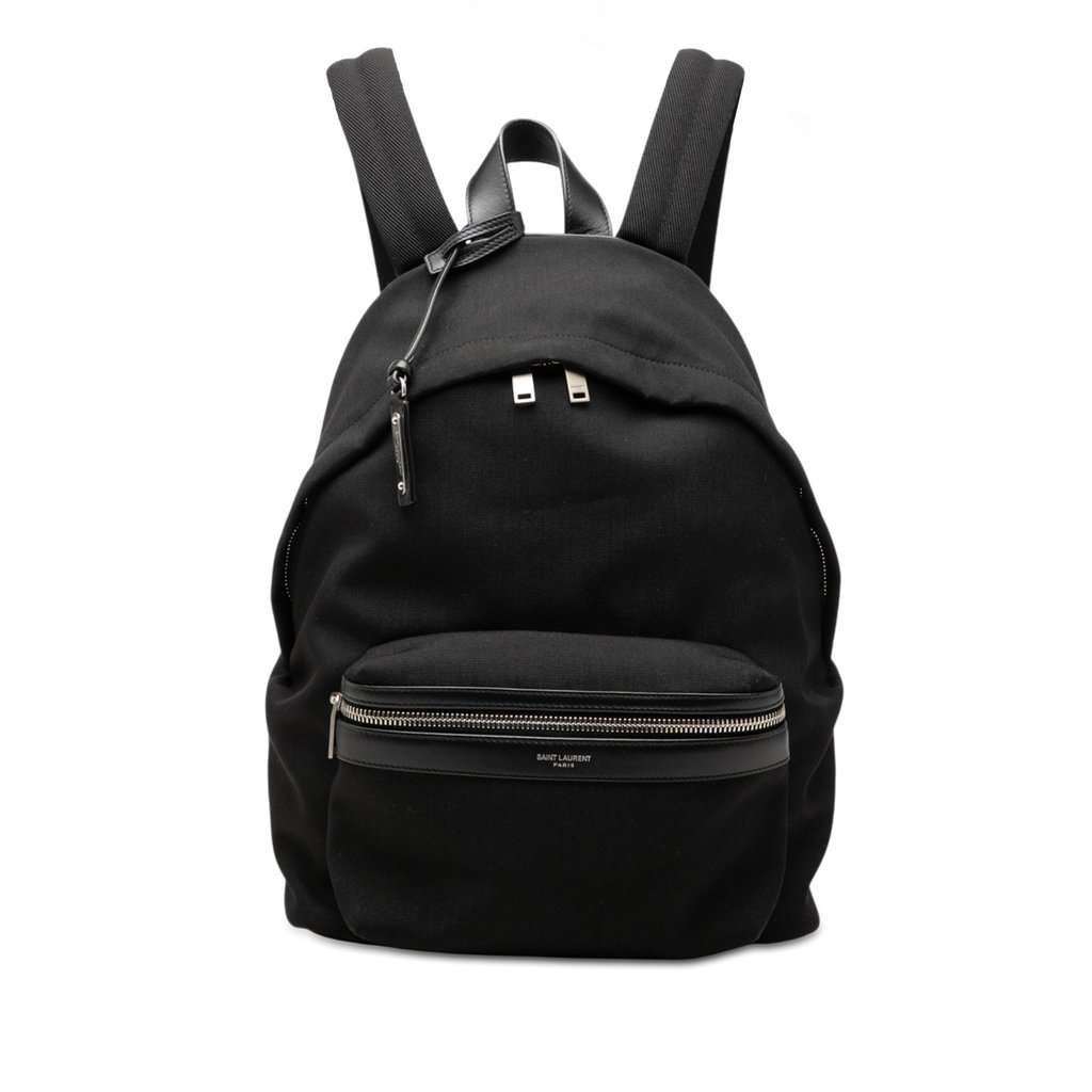 Saint Laurent Canvas City Backpack Black Very good - Front View