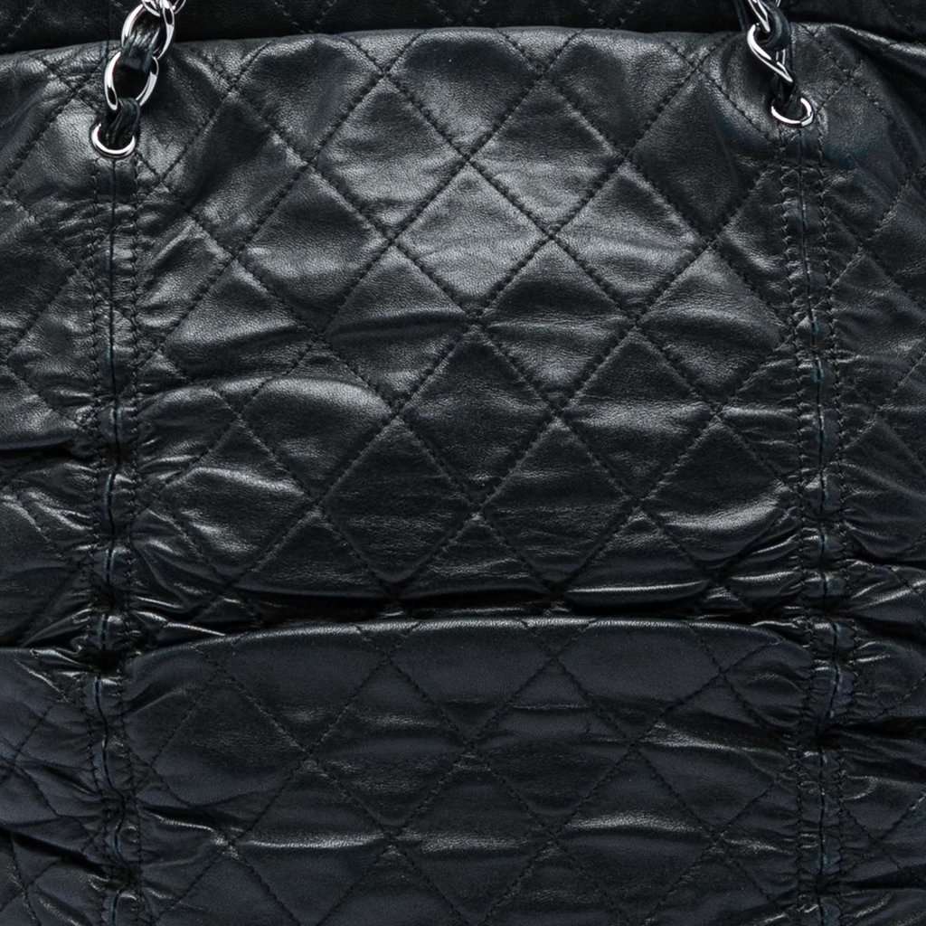 Chanel Quilted Lambskin North South Sharpei Shopping Tote Black Leather Very good - Box View