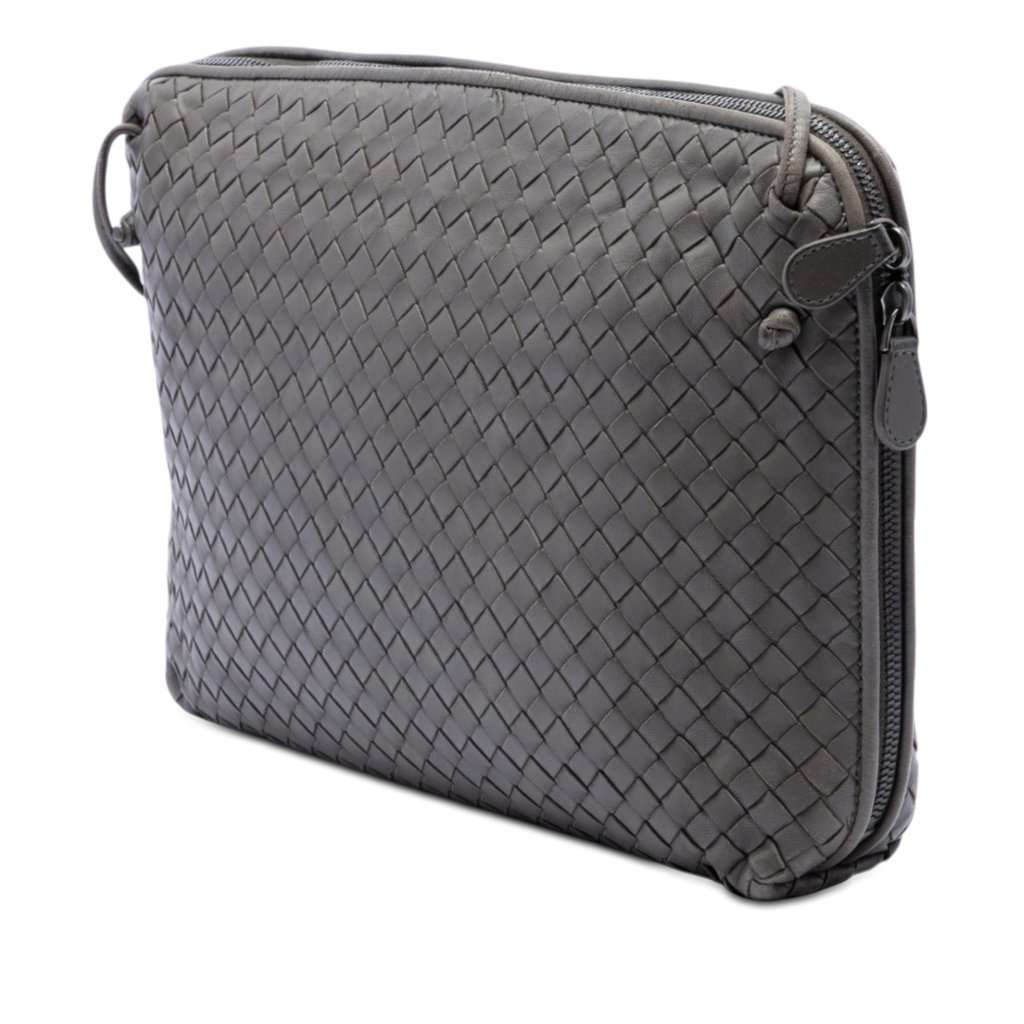 Bottega Veneta Large Nappa Intrecciato Nodini Crossbody Brown Leather Very good condition - Back View