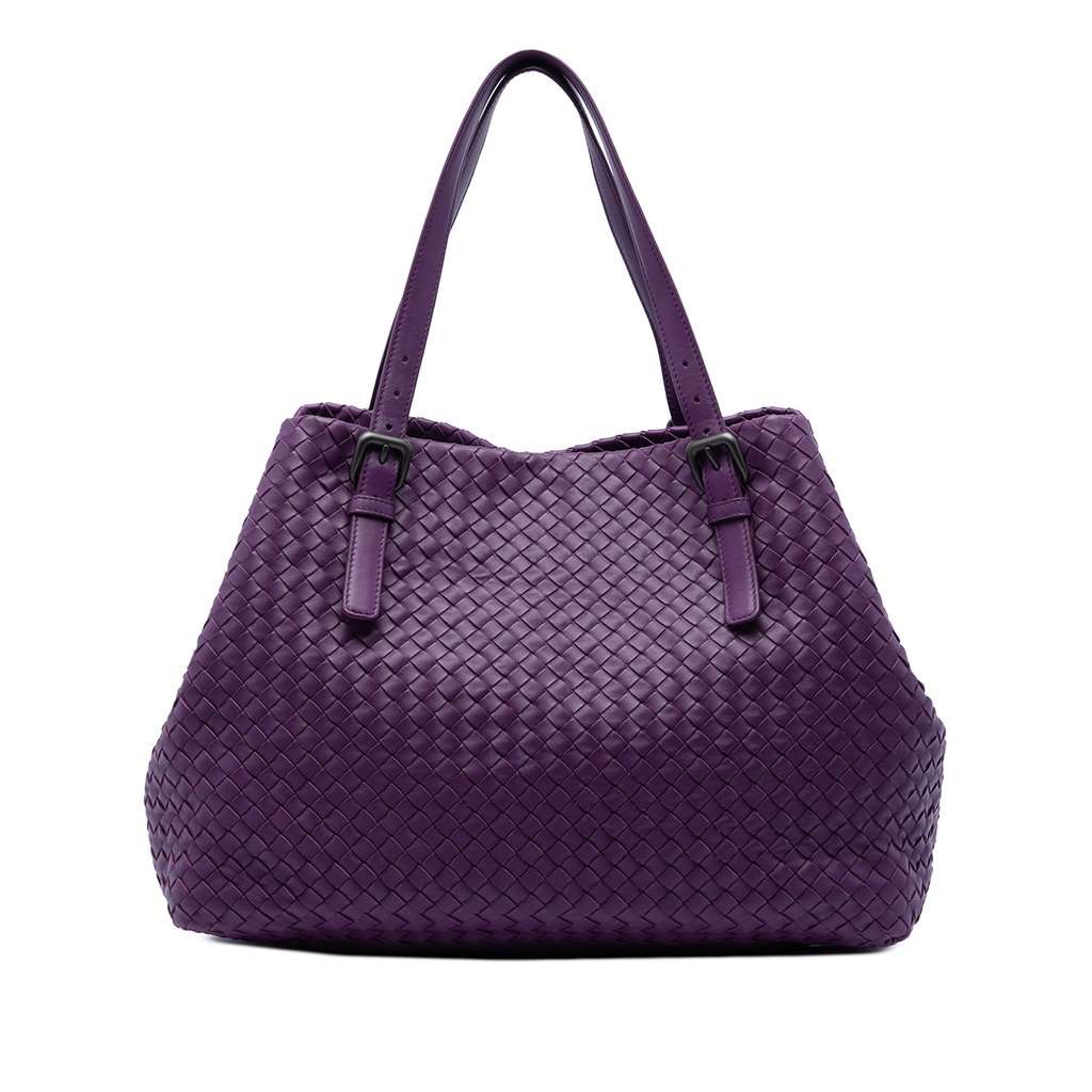 Bottega Veneta Large Nappa Intrecciato Cesta Tote Purple Leather Very good condition - Front View