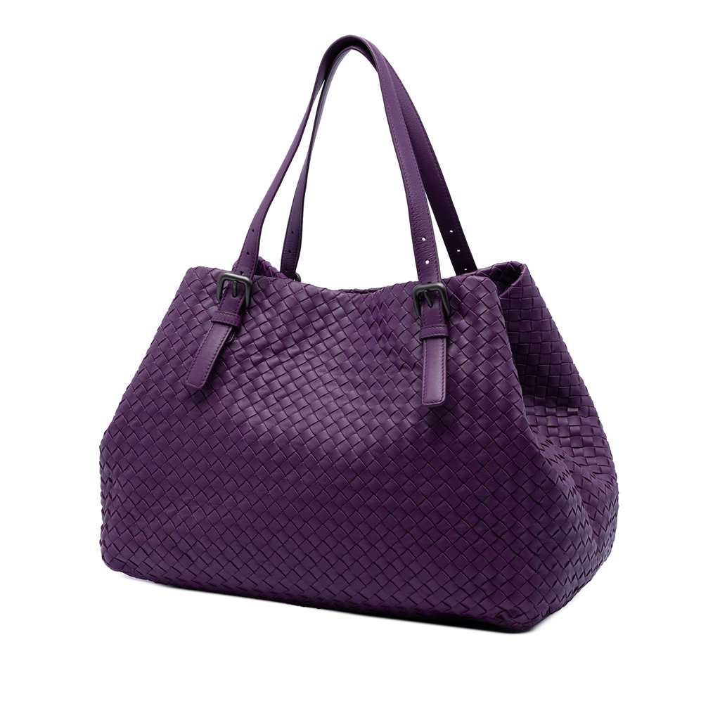 Bottega Veneta Large Nappa Intrecciato Cesta Tote Purple Leather Very good condition - Back View