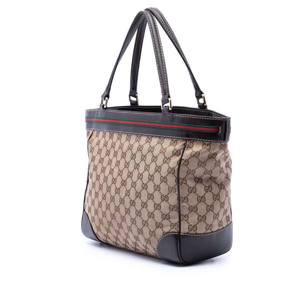 Gucci GG Canvas Web Mayfair Tote Beige Very good condition - Back View