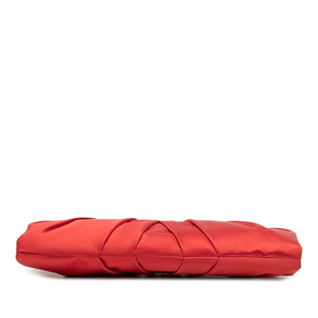 Valentino Satin Pleated Chain Evening Clutch Red Very good condition - Inside View
