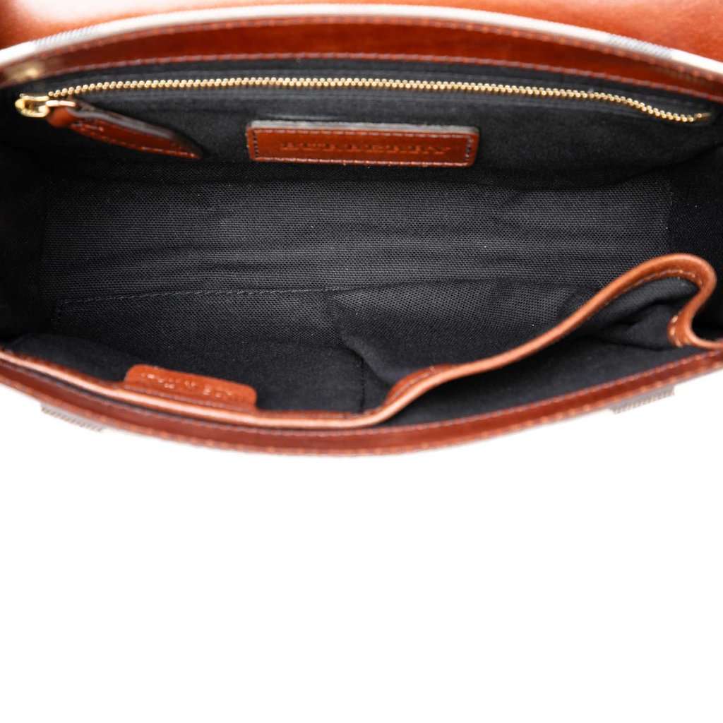 Burberry Leather and House Check Canvas Bridle Abbott Crossbody Brown Leather Very good - Model View