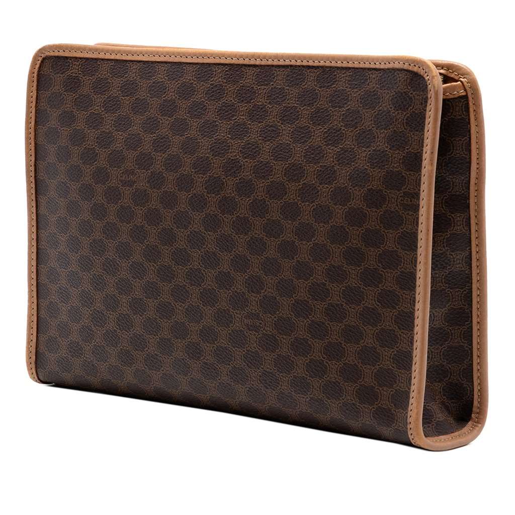 Celine Macadam Coated Canvas Clutch Brown Very good - Back View