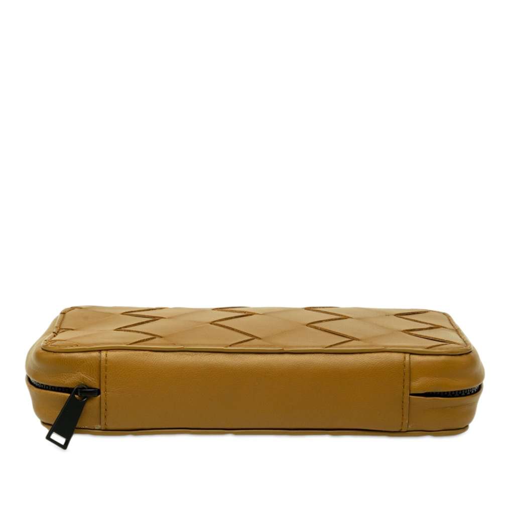 Bottega Veneta Nappa Maxi Intrecciato Zippered Pouch Brown Leather Very good condition - Inside View