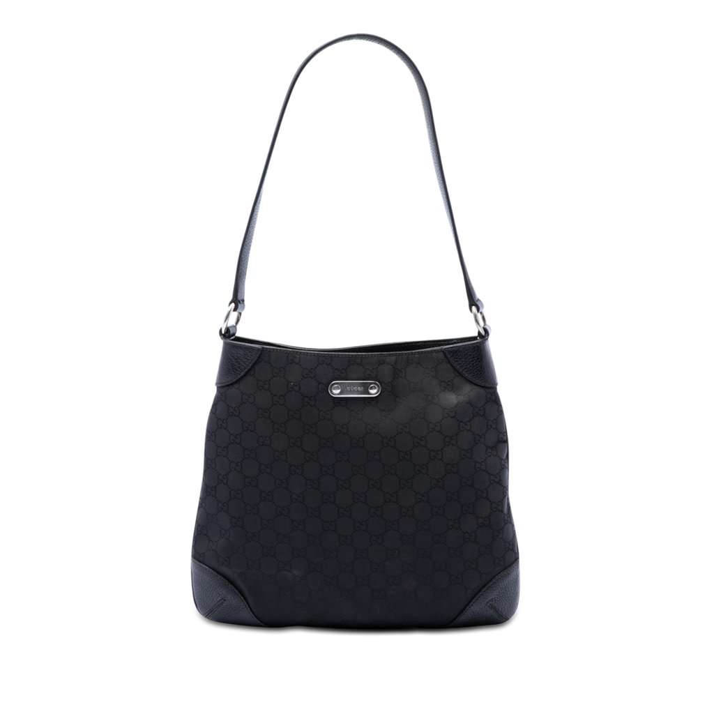 Gucci GG Denim Shoulder Bag Black Very good - Front View
