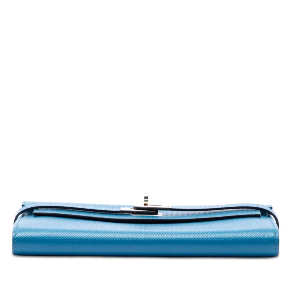 Hermès Grain d H Kelly Longue Wallet Blue Leather Very good condition - Inside View