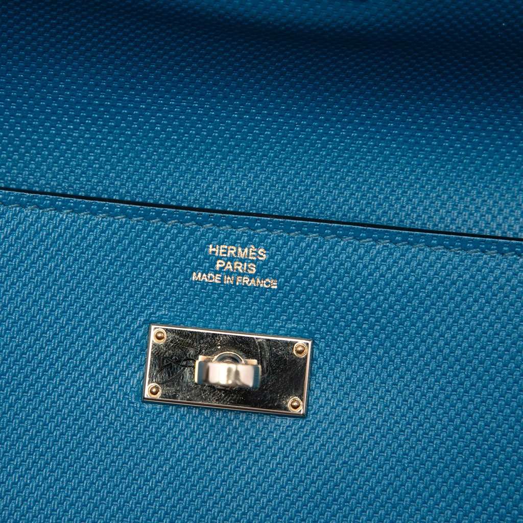Hermès Grain d H Kelly Longue Wallet Blue Leather Very good condition - Box View
