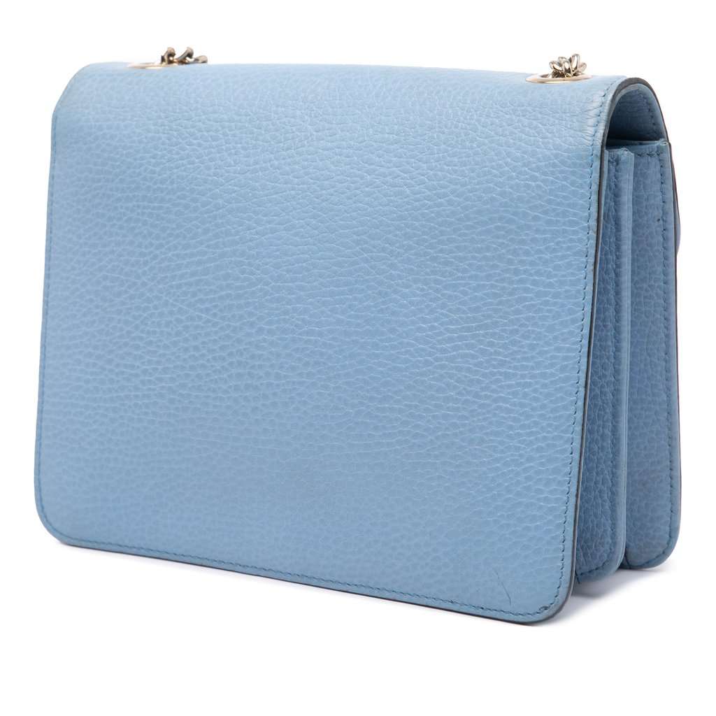 Gucci Small Dollar Calfskin Interlocking G Crossbody Blue Leather Very good condition - Back View