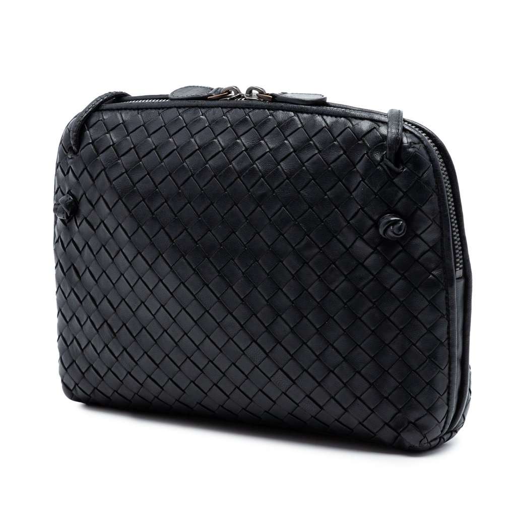 Bottega Veneta Nappa Intrecciato Nodini Crossbody Black Leather Very good condition - Back View