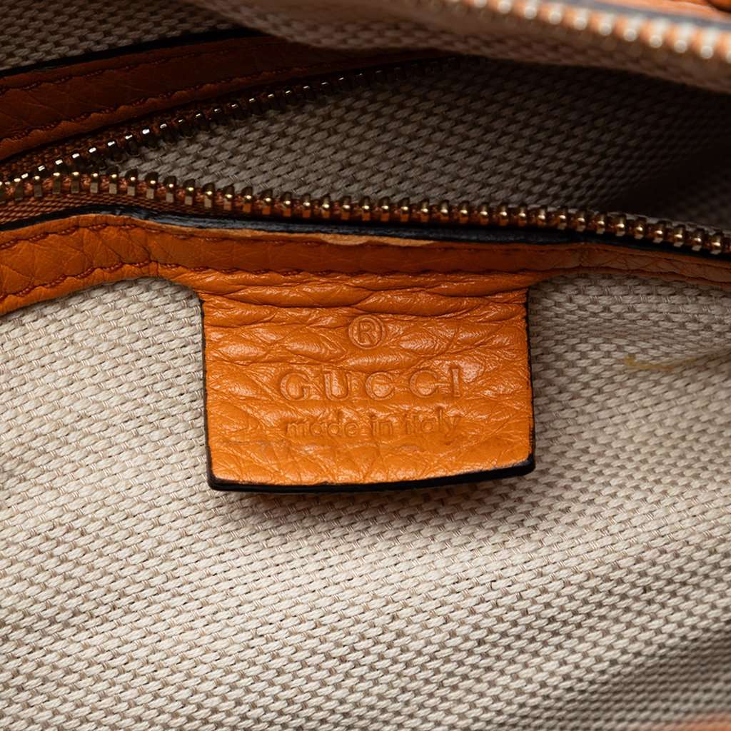 Gucci Medium Pebbled Calfskin Soho Boston Bag Orange Leather Very good condition - Box View