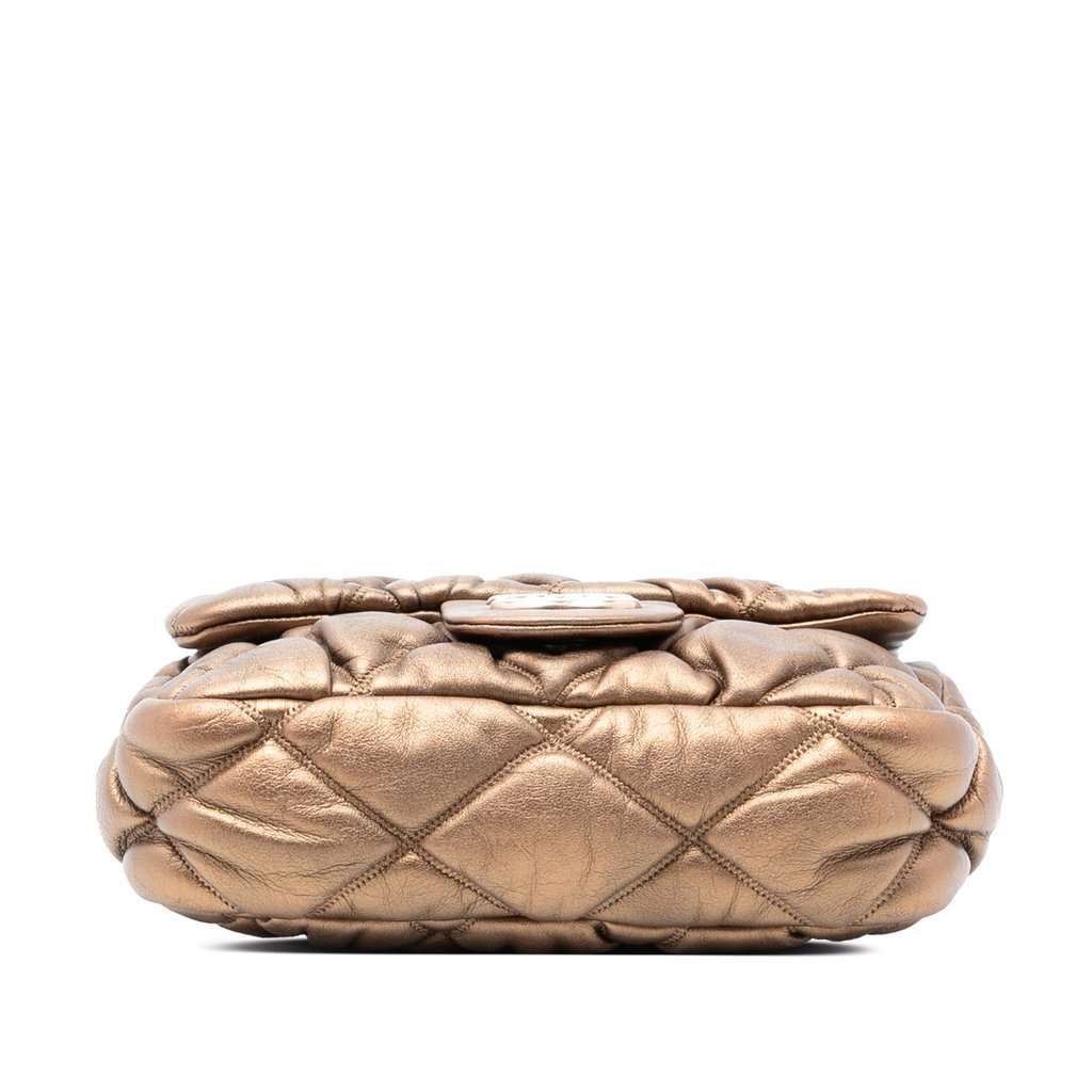 Chanel CC Lambskin Bubble Quilt Flap Brown Leather Very good condition - Inside View