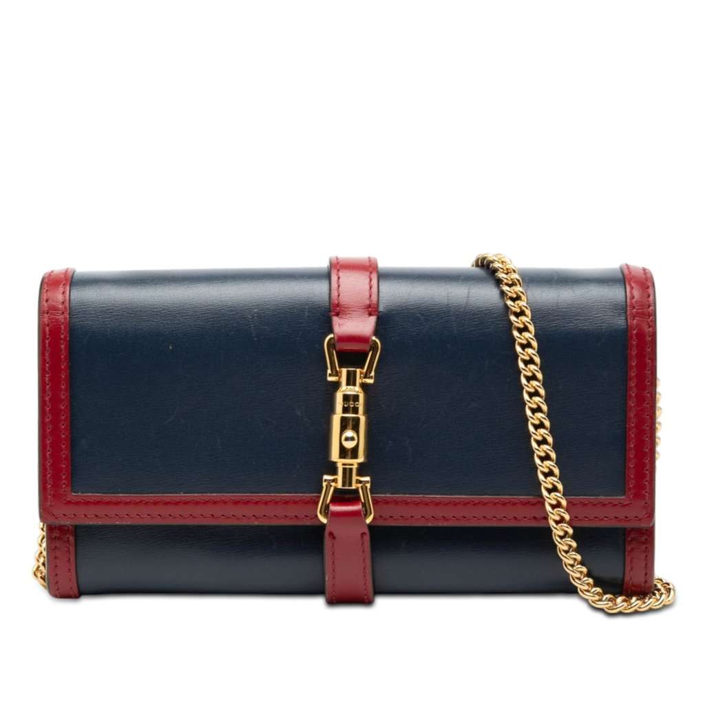 Gucci Bicolor Calfskin Jackie 1961 Wallet On Chain Blue Leather Very good condition - Front View