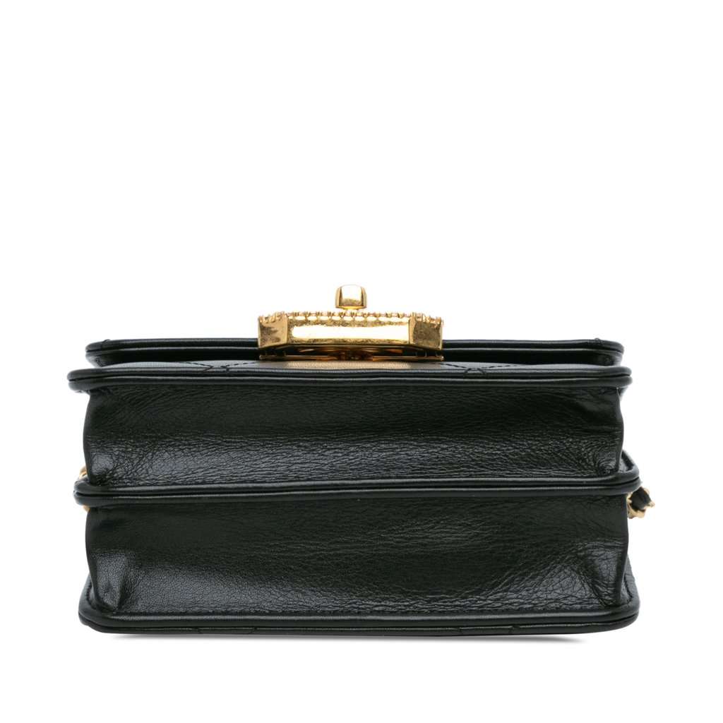 Chanel Quilted Calfskin Strass Card Holder On Chain Black Leather Very good condition - Inside View