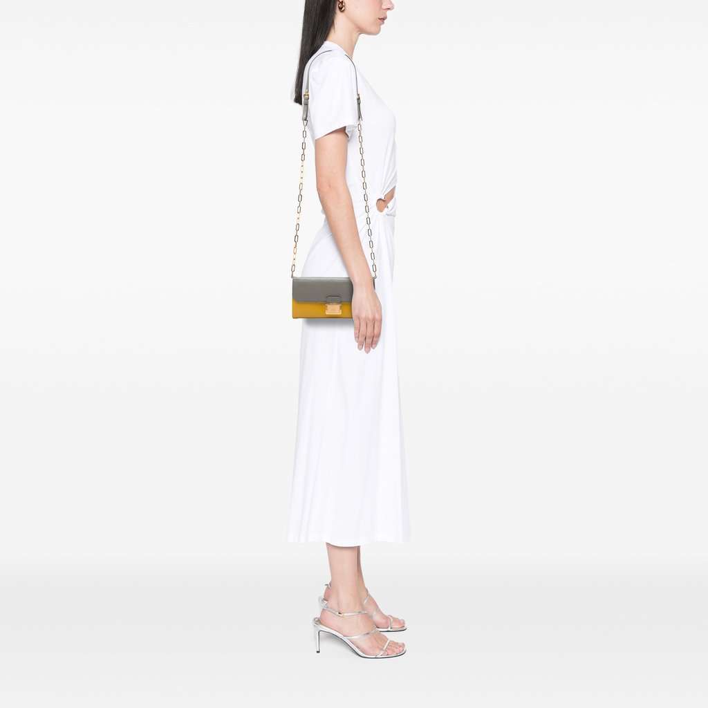 Miu Miu Bicolor Goatskin Madras Wallet on Chain Yellow Leather Very good - Box View