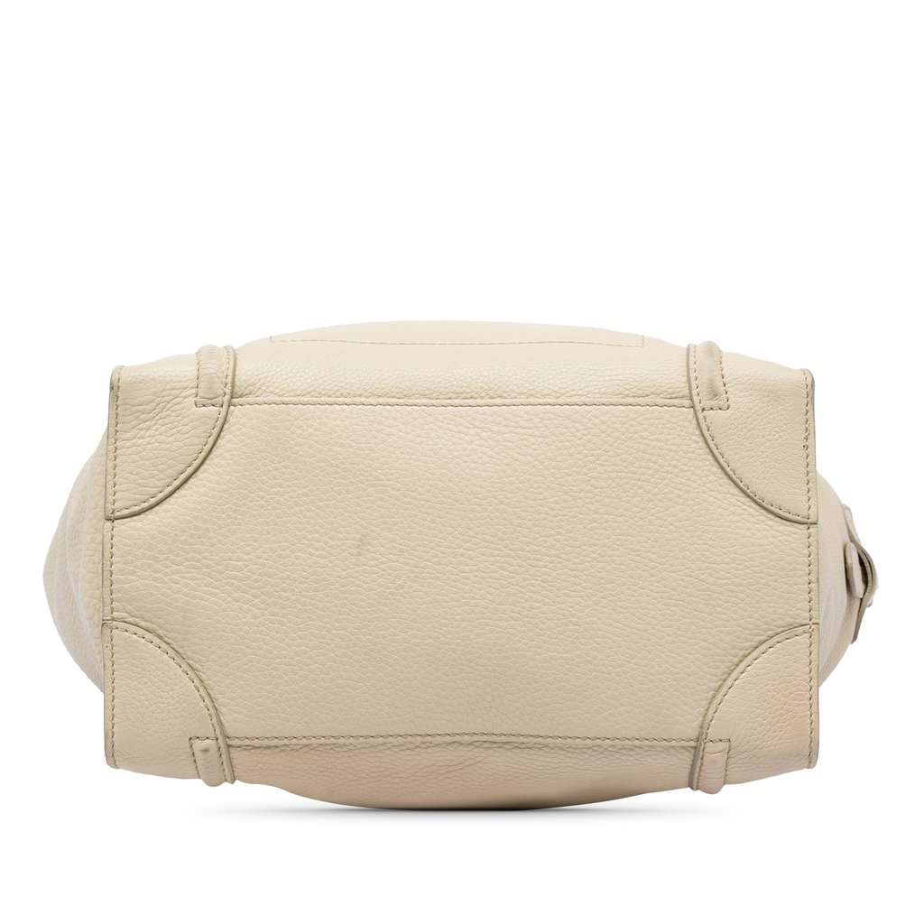 Celine Mini Drummed Calfskin Luggage Tote Beige Leather Very good - Inside View