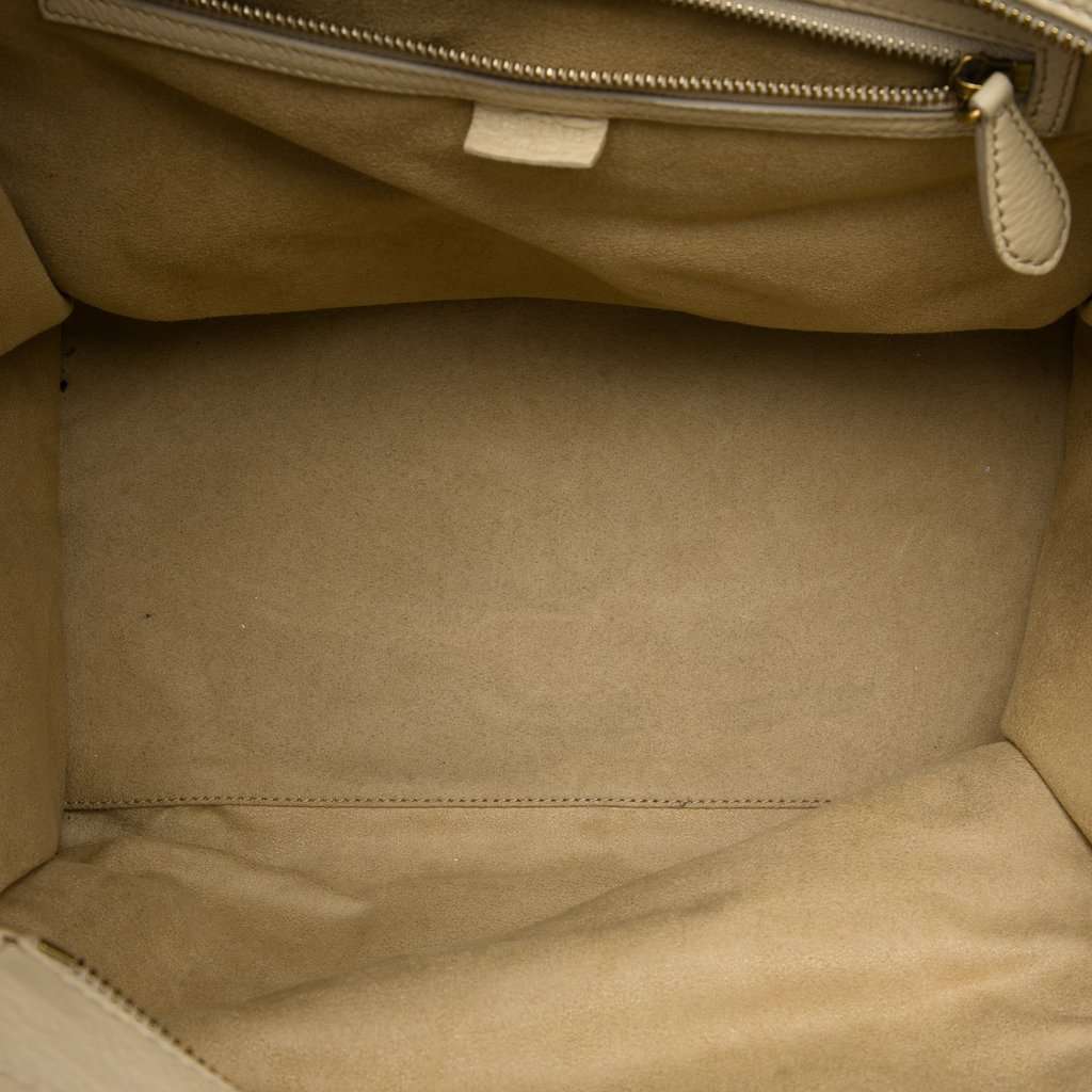 Celine Mini Drummed Calfskin Luggage Tote Beige Leather Very good - Model View