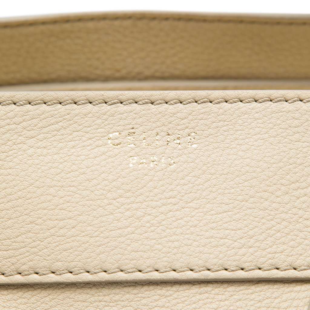 Celine Mini Drummed Calfskin Luggage Tote Beige Leather Very good - Box View