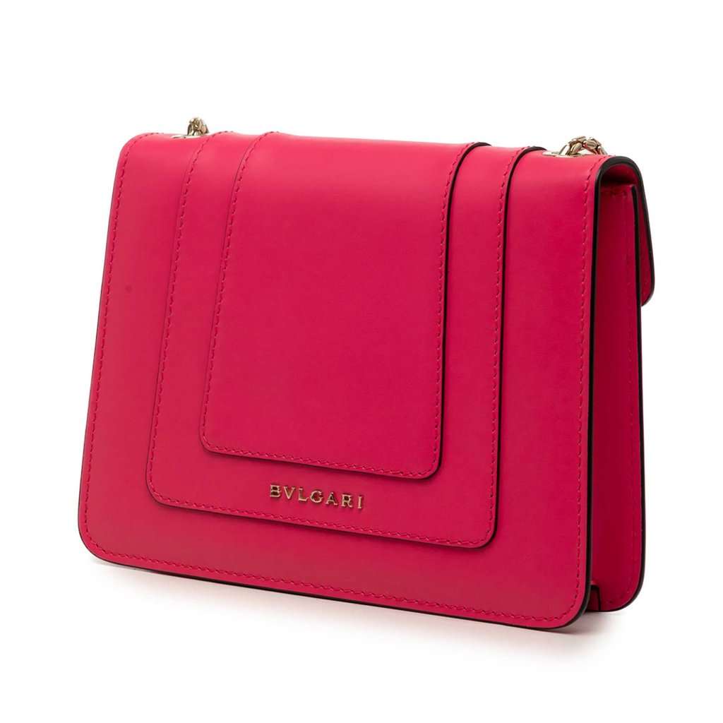 Bvlgari Small Leather Square Serpenti Forever Chain Crossbody Pink Leather Very good - Back View