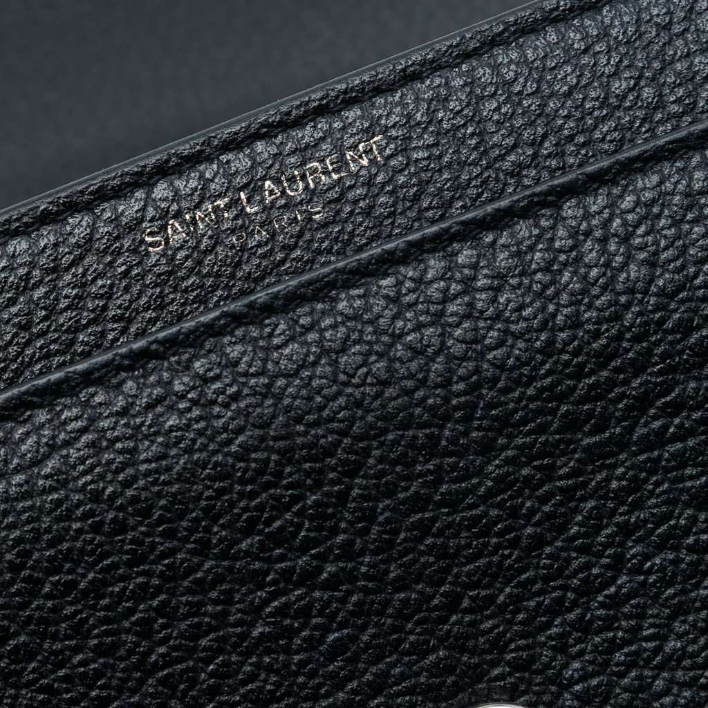Saint Laurent Medium Grained Calfskin Guitar Strap Monogram Sunset Crossbody Black Leather Very good condition - Box View