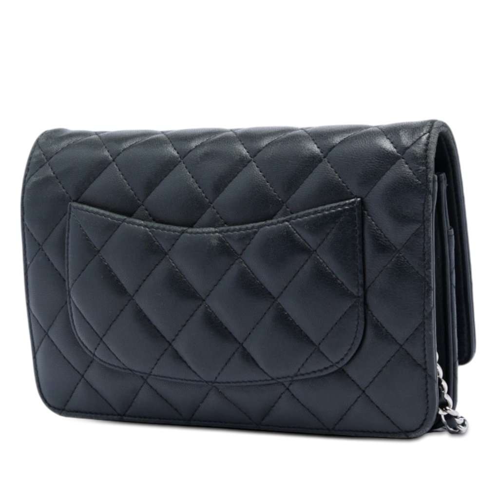 Chanel CC Quilted Lambskin Wallet On Chain Black Leather Very good condition - Back View