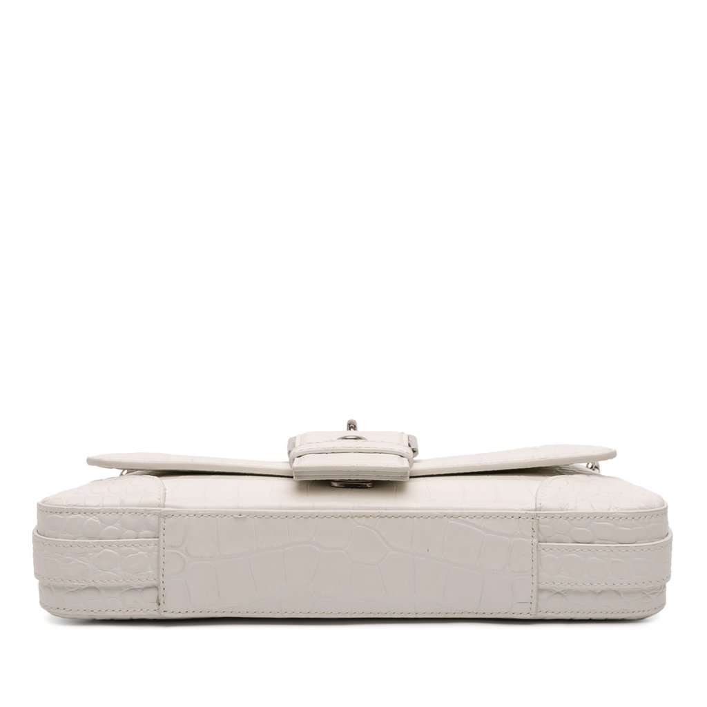 Balenciaga Small Croc Embossed Leather Lindsay Satchel White Leather Very good condition - Inside View