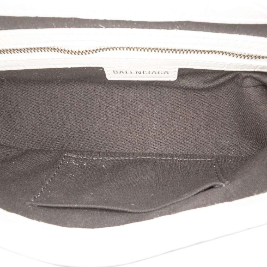 Balenciaga Small Croc Embossed Leather Lindsay Satchel White Leather Very good condition - Model View