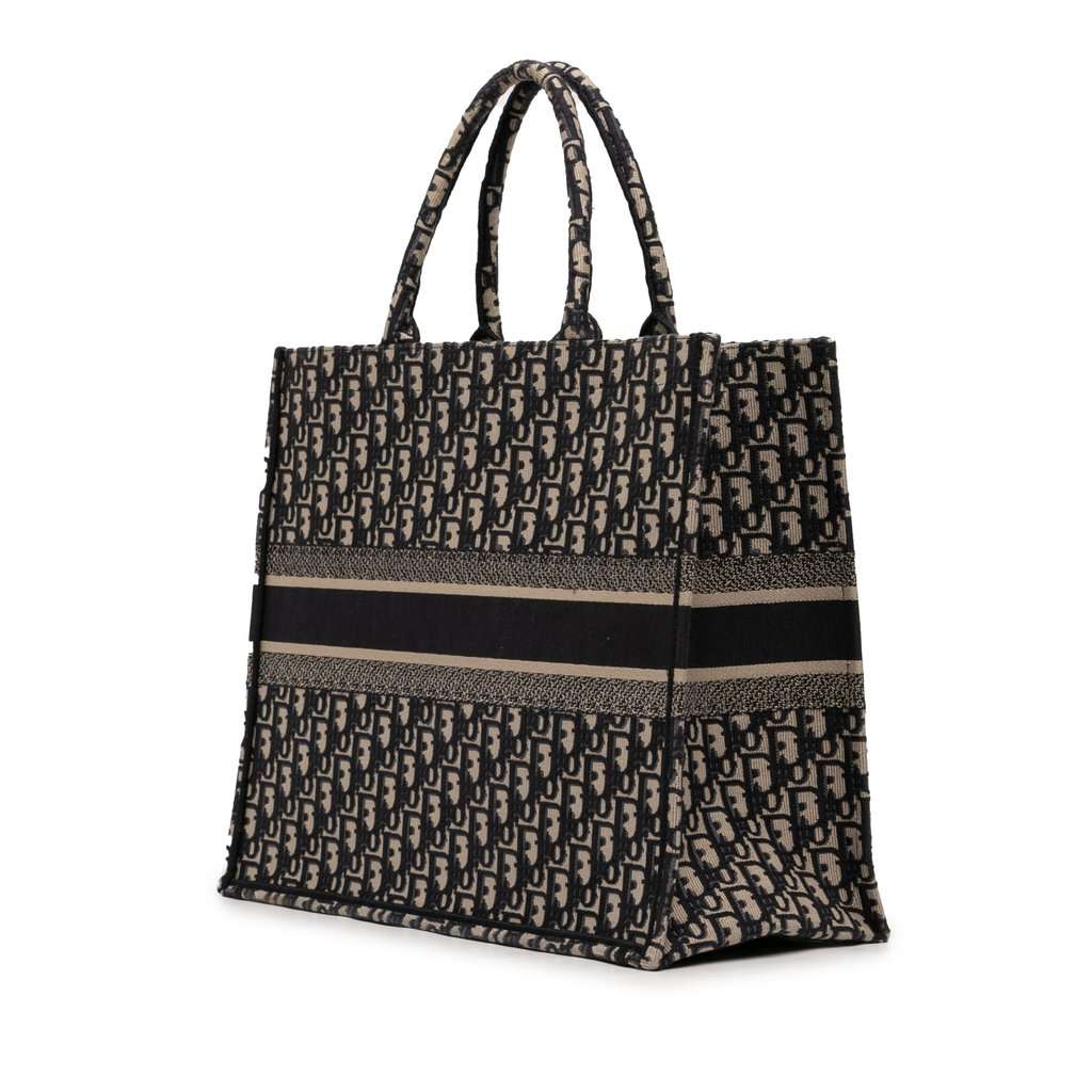 Dior Large Oblique Embroidered Canvas Book Tote Blue Very good condition - Back View