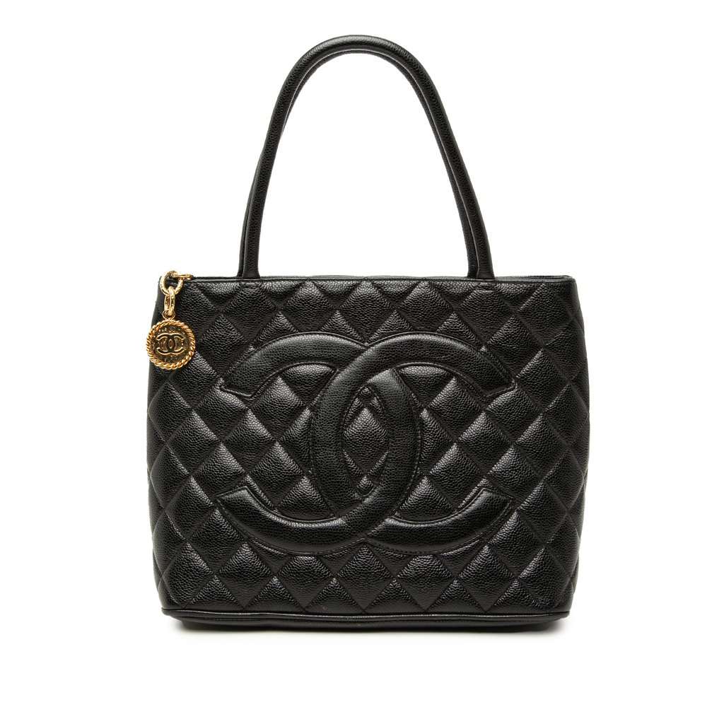 Chanel Caviar Medallion Tote Black Leather Very good condition - Front View