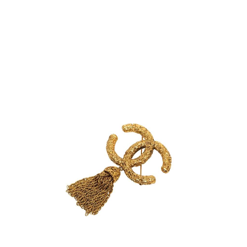 Chanel CC Gold Plated Tassel Lava Fringe Brooch Gold Metal Very good - Front View