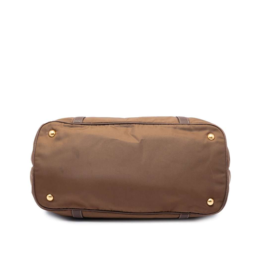 Prada Vitello Daino Trimmed Tessuto Satchel Brown Very good condition - Inside View