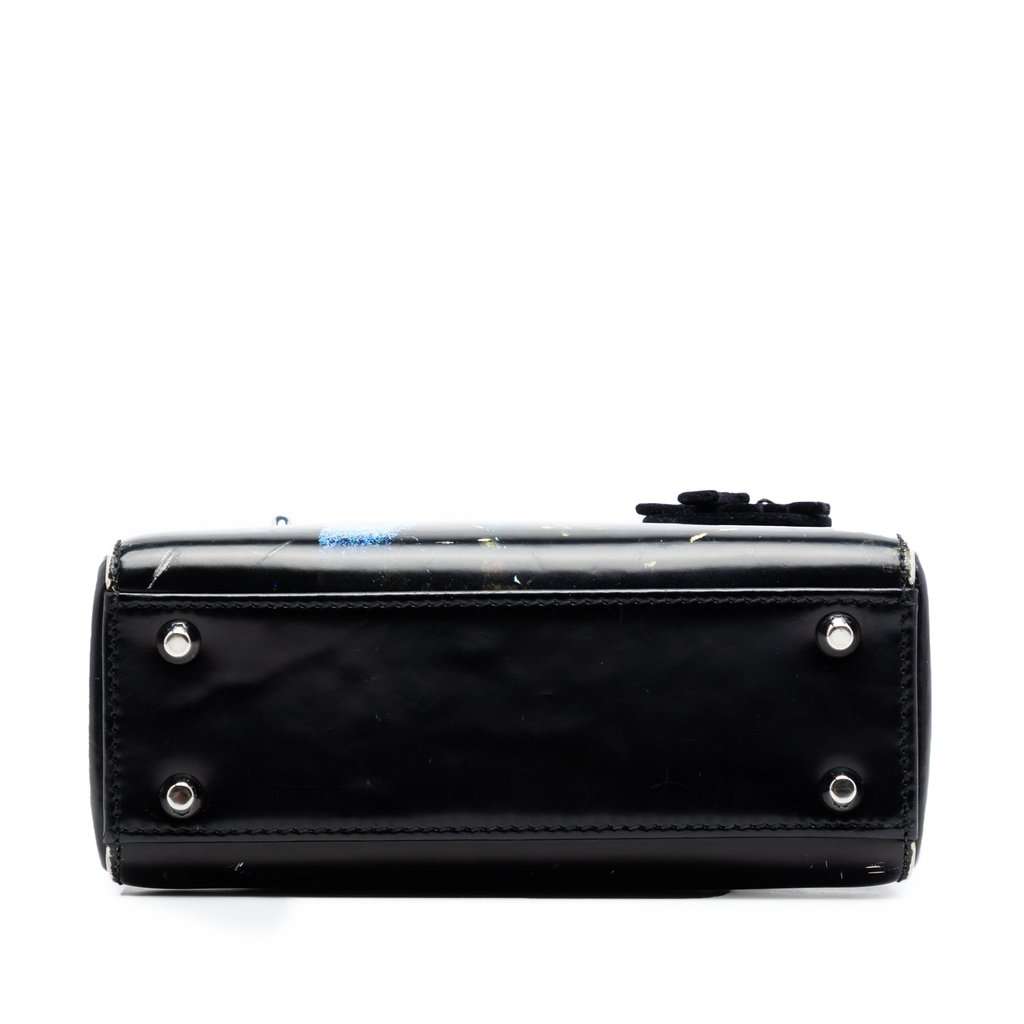 Dior Limited Edition Mat Collishaw Lady Art Mini Calfskin Butterfly Lady Dior Black Leather Very good condition - Inside View