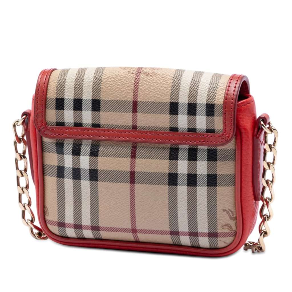 Burberry Mini Haymarket Check Coated Canvas Tassel Crossbody Beige Very good - Back View