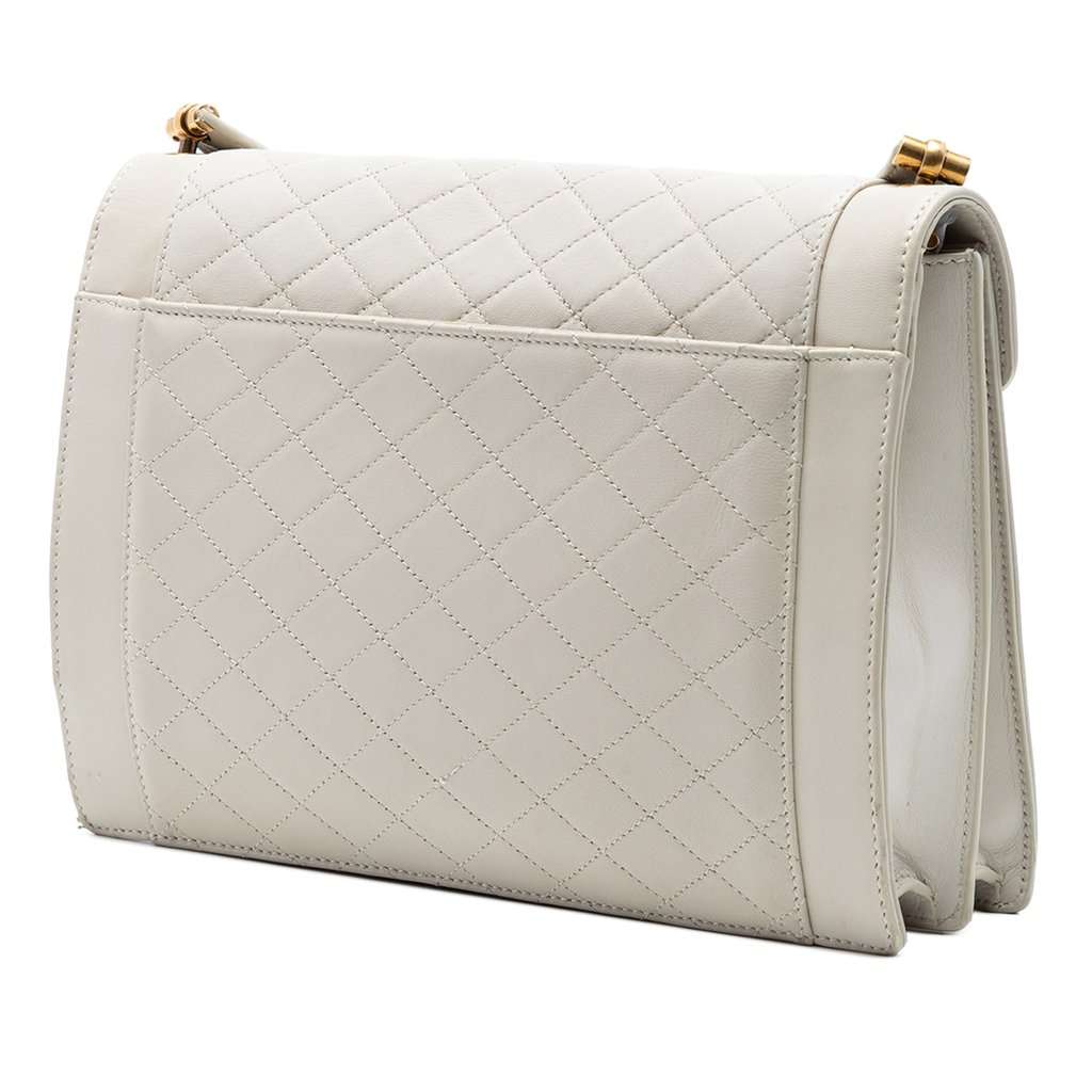 Saint Laurent Quilted Lambskin Monogram Gaby Crossbody White Leather Very good condition - Back View