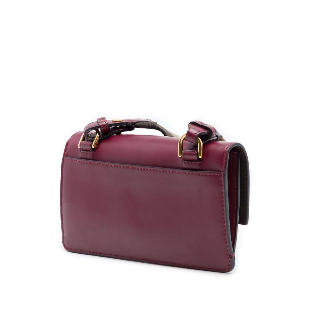 Fendi Mini Leather Flat Baguette Crossbody Red Leather Very good - Back View