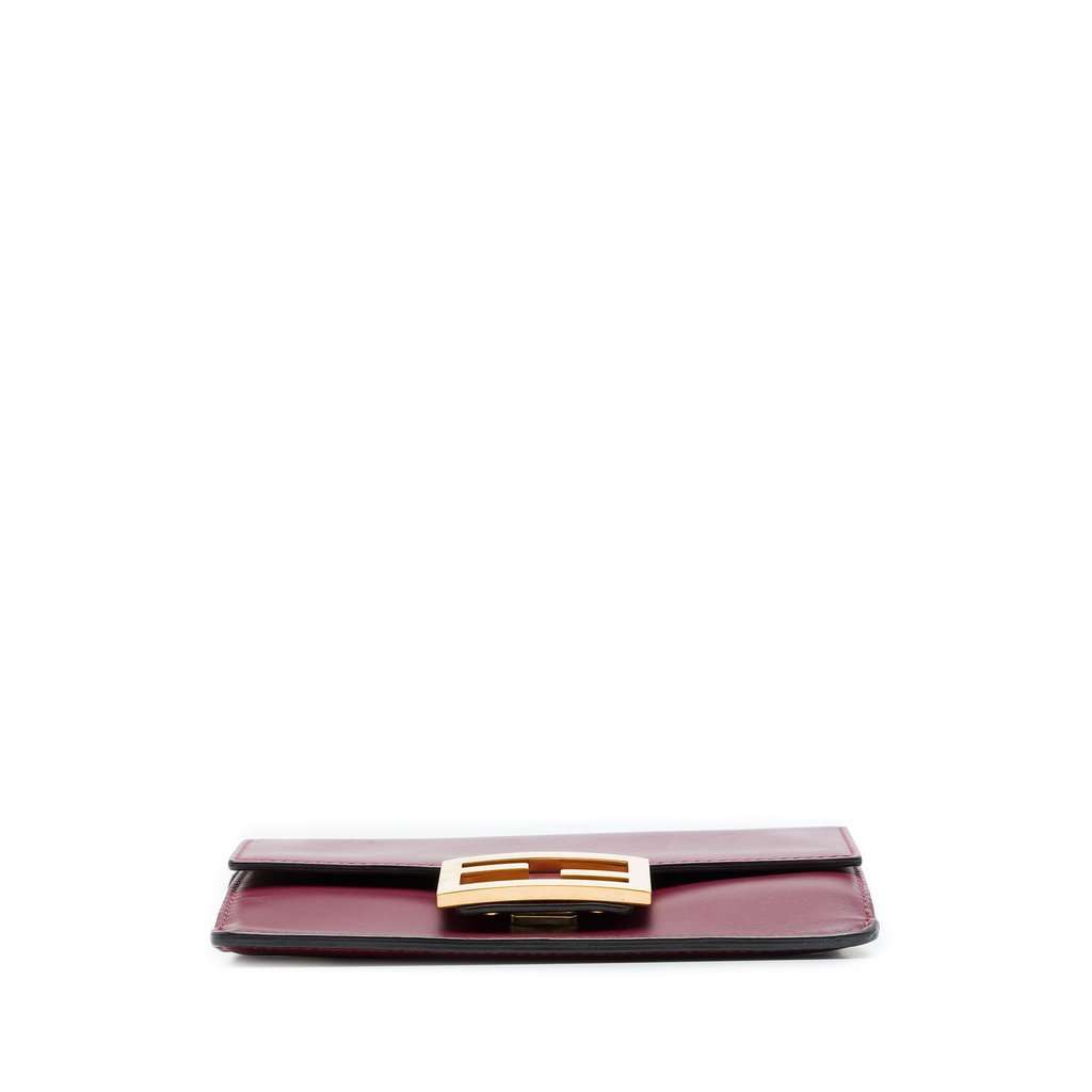 Fendi Mini Leather Flat Baguette Crossbody Red Leather Very good - Inside View