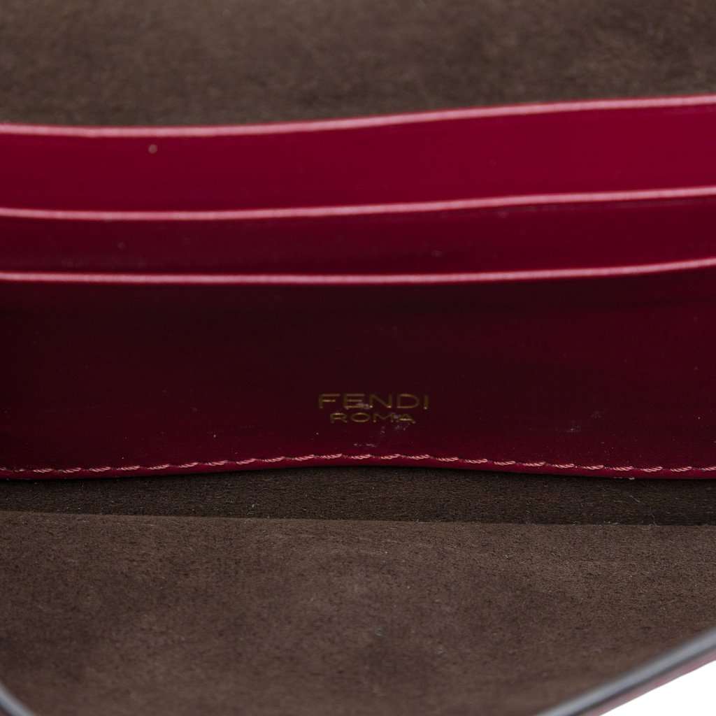 Fendi Mini Leather Flat Baguette Crossbody Red Leather Very good - Model View