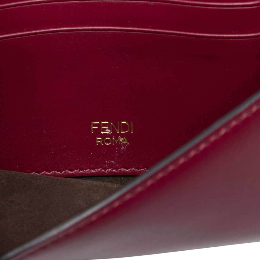 Fendi Mini Leather Flat Baguette Crossbody Red Leather Very good - Box View