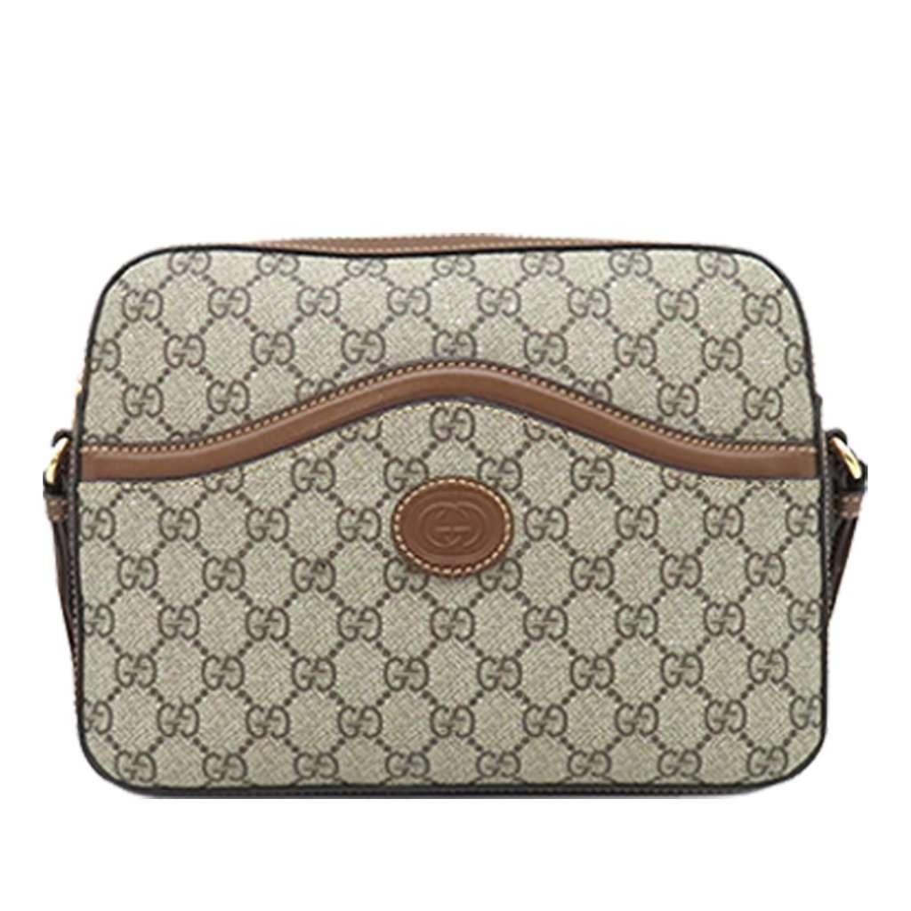 Gucci GG Supreme Retro Interlocking G Messenger Bag Beige Very good condition - Front View