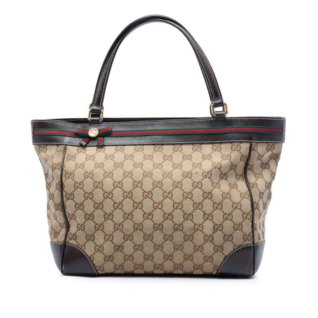 Gucci GG Canvas Web Mayfair Tote Beige Very good - Front View