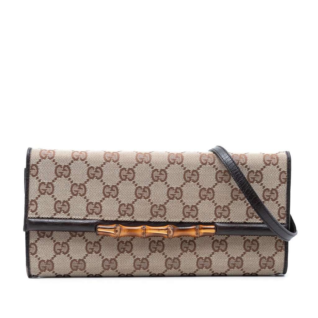 Gucci GG Canvas Bamboo Bar Crossbody Beige Very good condition - Front View