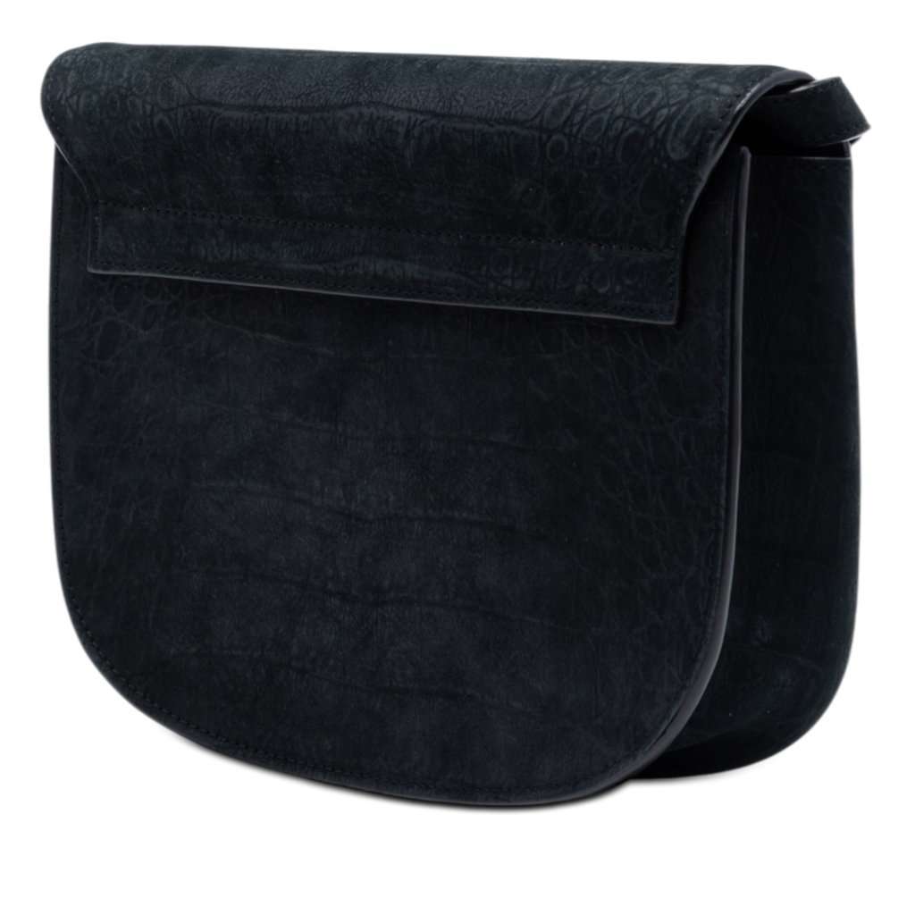 Saint Laurent Medium Croc Embossed Nubuck Monogram Kaia Crossbody Black Leather Very good condition - Back View