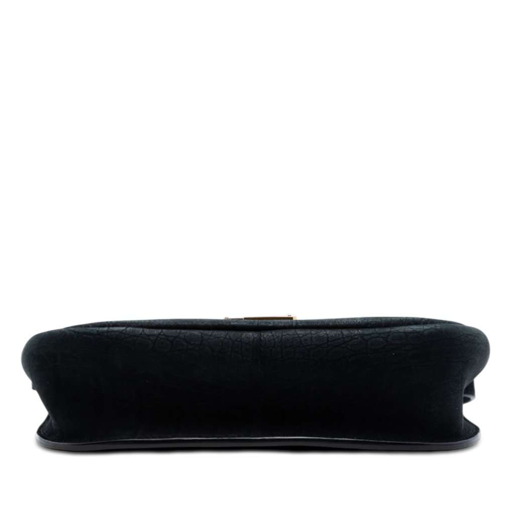 Saint Laurent Medium Croc Embossed Nubuck Monogram Kaia Crossbody Black Leather Very good condition - Inside View