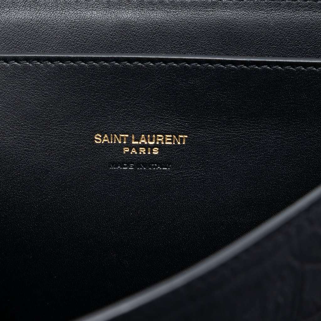 Saint Laurent Medium Croc Embossed Nubuck Monogram Kaia Crossbody Black Leather Very good condition - Box View