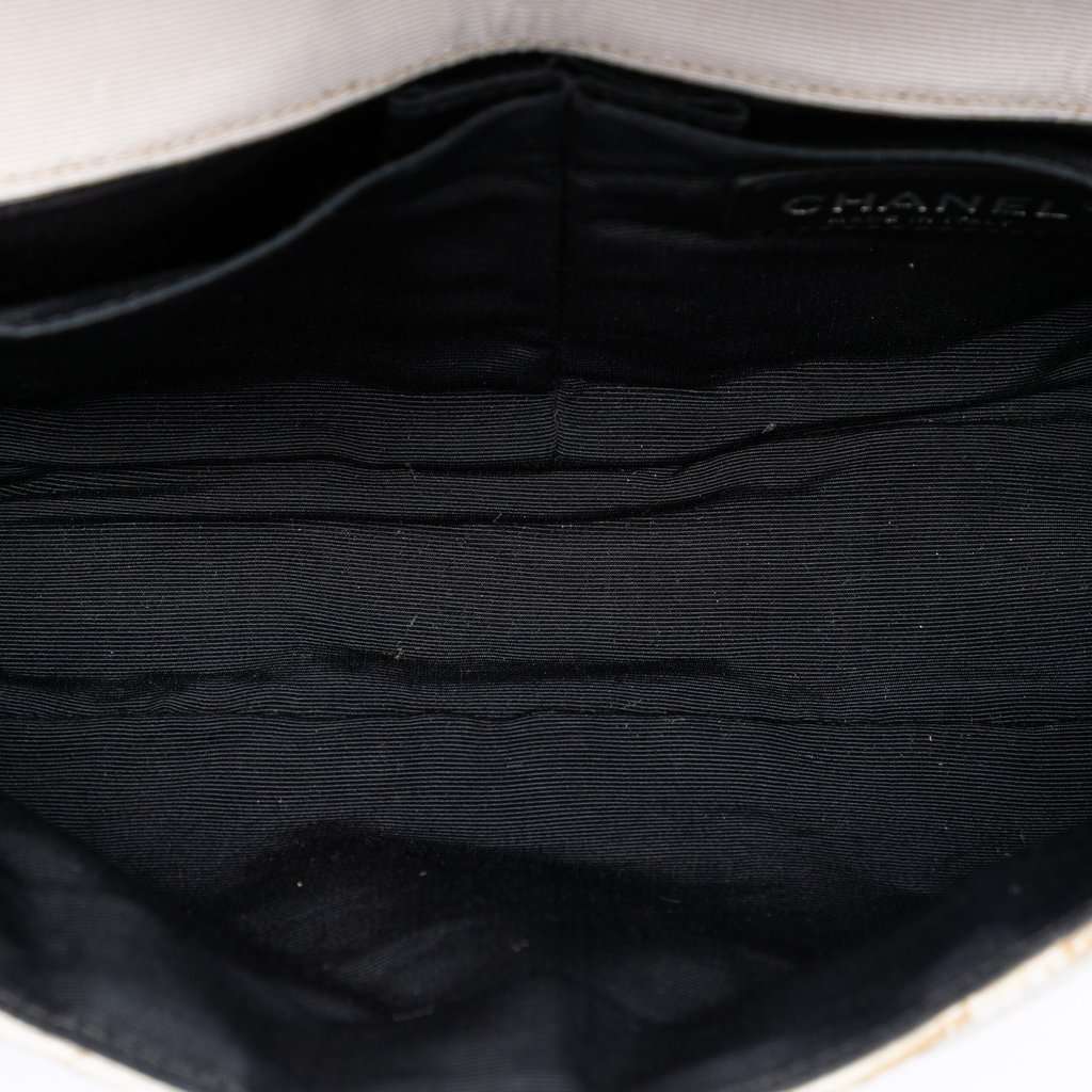 Chanel Small Tricolor Quilted Jersey Reissue 2.55 East West Flap White Very good - Model View