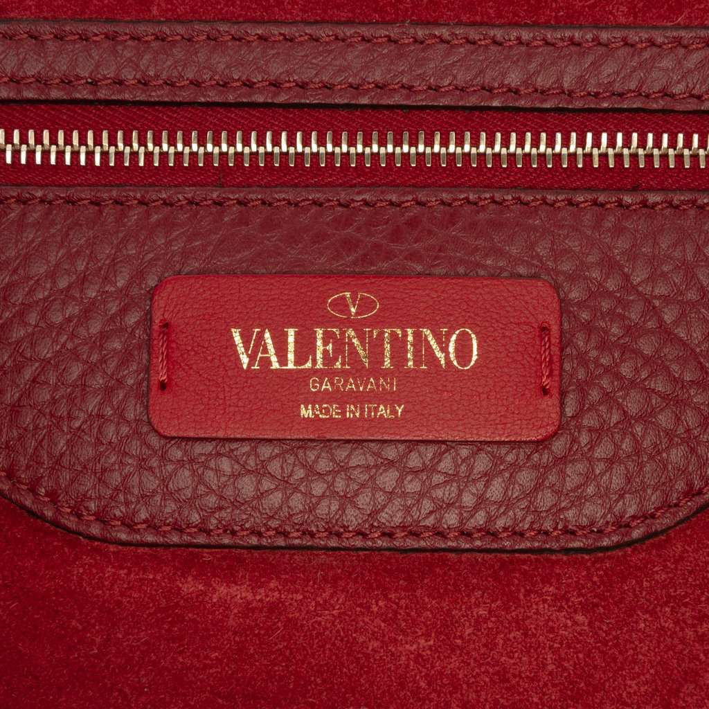 Valentino Large Grained Calfskin Rockstud Shopper Tote Red Leather Very good condition - Box View
