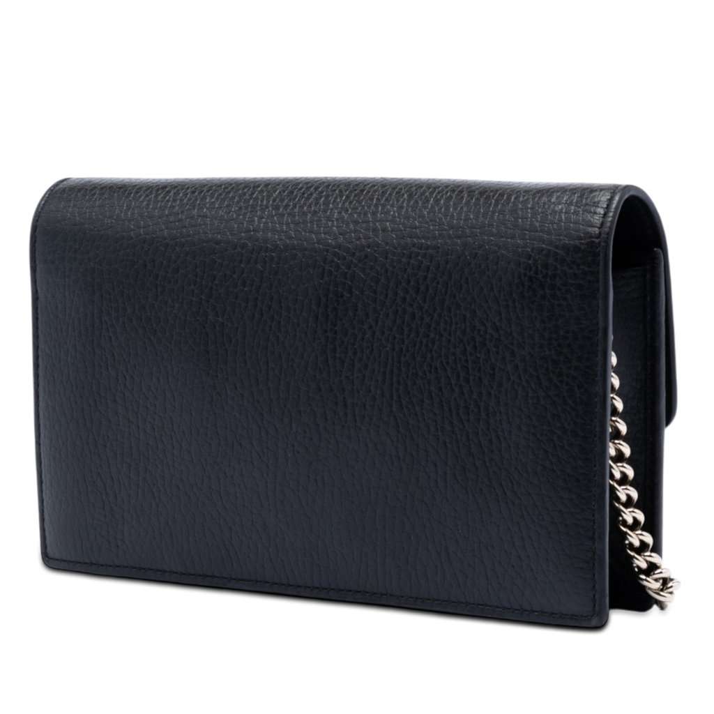 Gucci Dollar Calfskin Interlocking G Wallet on Chain Black Leather Very good - Back View